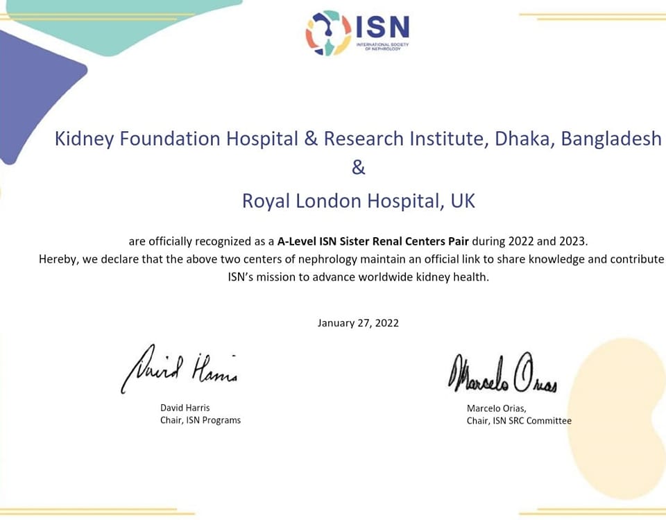 International recognition of the Kidney Foundation